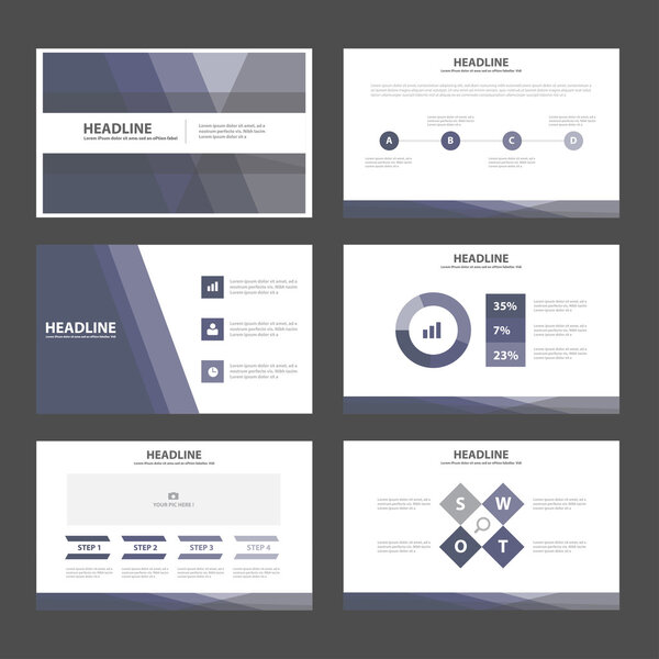 Purple presentation templates Infographic elements flat design set for brochure flyer leaflet marketing advertising