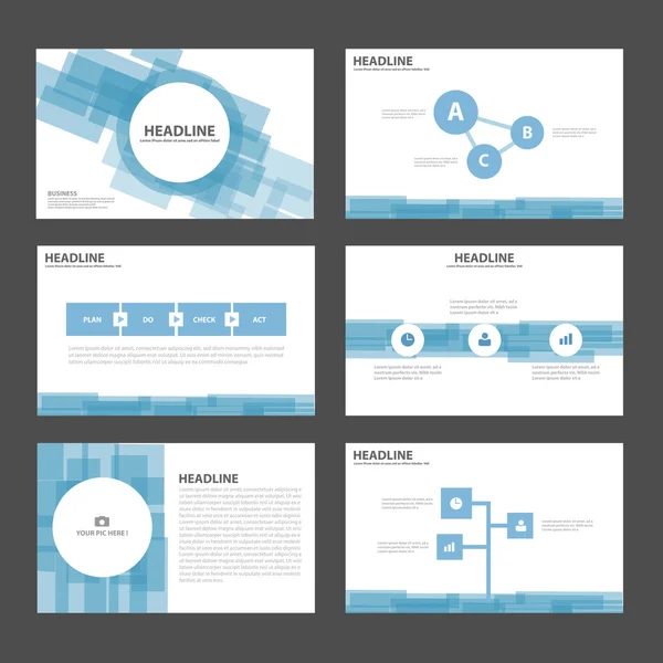 Resumo elementos de infográfico de modelos de apresentação azul design plano definido para o folheto de panfleto folheto marketing publicidade — Vetor de Stock