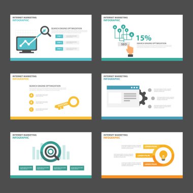 SEO search engine optimization presentation templates Infographic elements flat design set for brochure flyer leaflet marketing advertising clipart