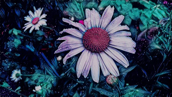 Yazın yağmurdan sonra beyaz papatya çayı