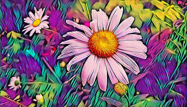 Yazın yağmurdan sonra beyaz papatya çayı