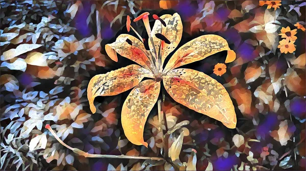 Κίτρινα Λουλούδια Κρίνου Ένα Καλοκαιρινό Πρωινό Σταγόνες Βροχής Στον Κήπο — Φωτογραφία Αρχείου