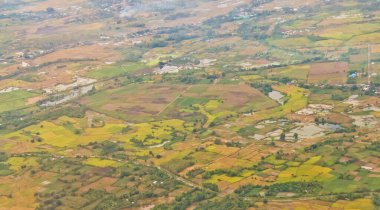 View from the sky of a rice field landscape, Maluku, Indonesia