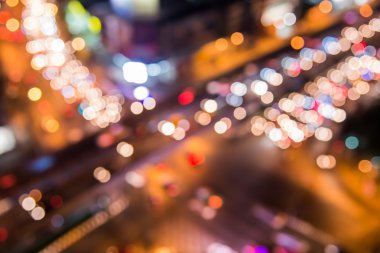 Işıklar gece şehri, bulanık bokeh arka plan vintage