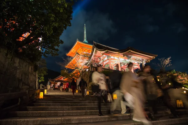 Japnese świątyni Kiyomizu w nocy, Kyoto — Zdjęcie stockowe