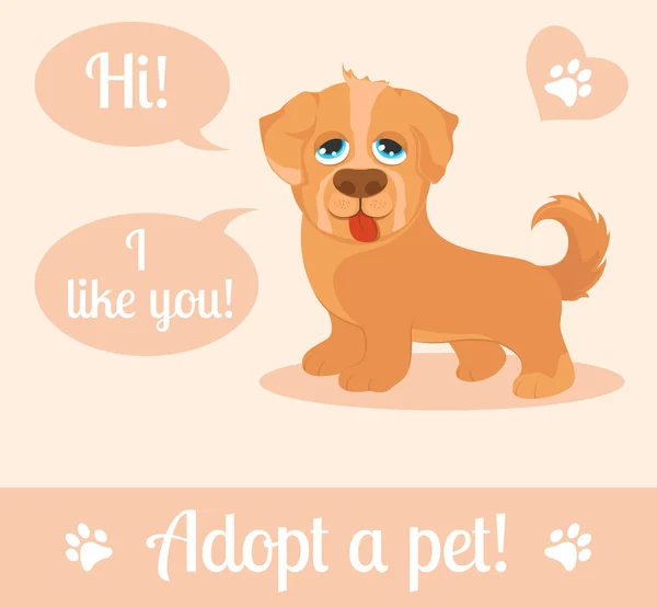 Dog in a cartoon style. Do not shop, adopt. Dog adoption concept. Vector illustration — Stock Vector