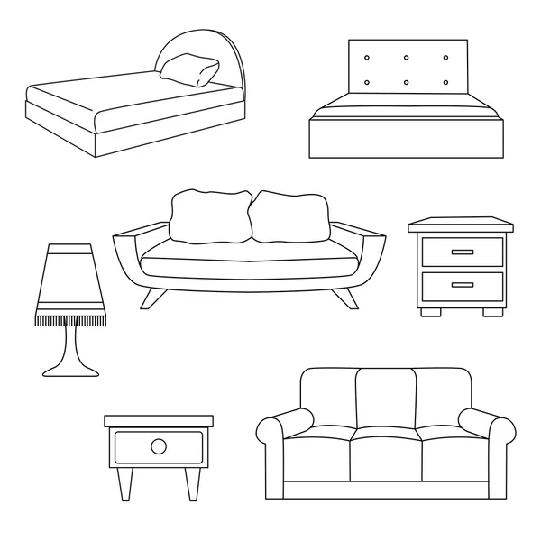 Skiss som isolerade möbler. — Stock vektor