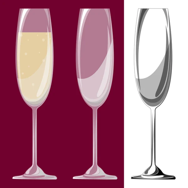 Drie glazen van champagne. Vectorillustratie. EPS-10 — Stockvector