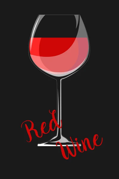 Glas rode wijn. Vectorillustratie op zwarte achtergrond. EPS-10 — Stockvector