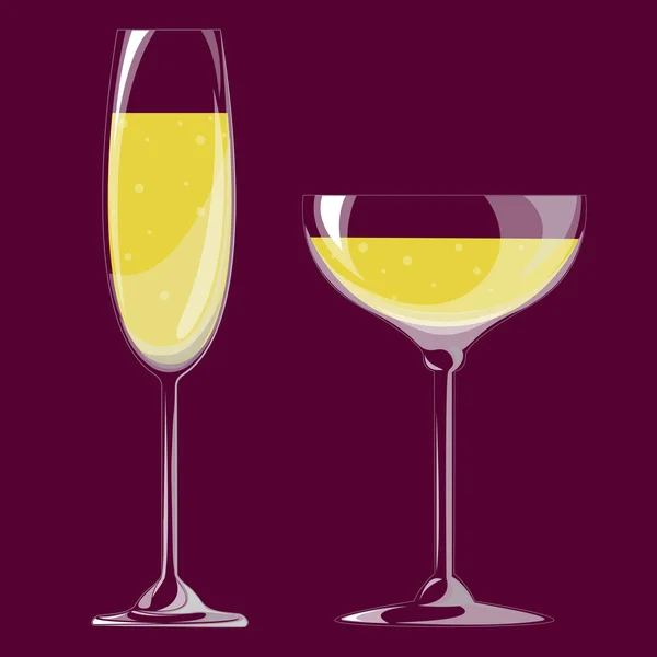 Glazen voor champagne. Vectorillustratie. EPS-10 — Stockvector