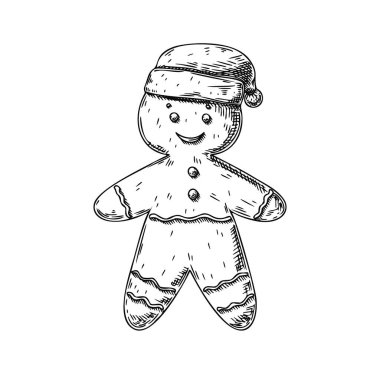 Zencefilli adam beyaz arka planda izole edilmiş. Çizim, el çizimi illüstrasyon