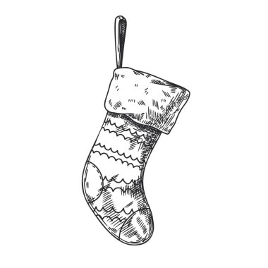 Beyaz arka planda izole edilmiş Noel çorapları. Çizim, vektör