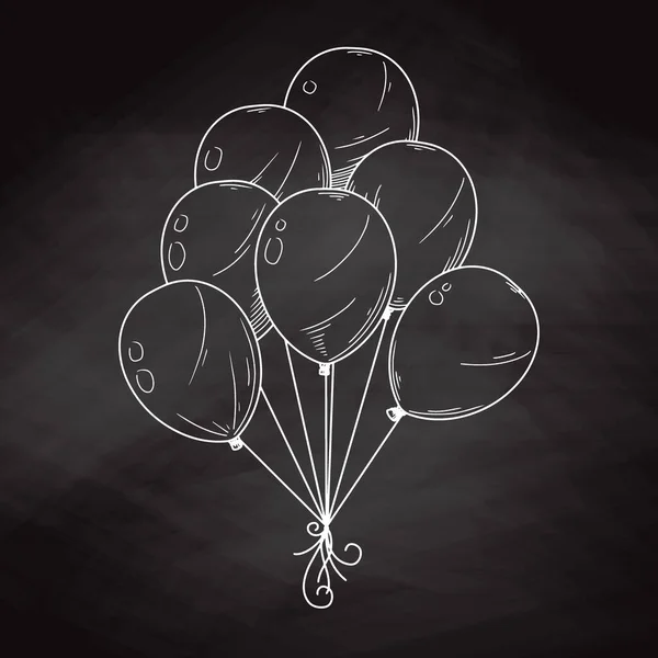 Balões Diferentes Bolas Infláveis Uma Corda Ilustração Vetorial Estilo Esboço — Vetor de Stock