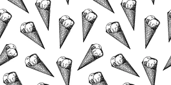 Modello Senza Cuciture Con Gelato Gelato Realistico Illustrazione Vettoriale Stile — Vettoriale Stock