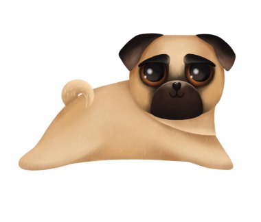 Beyaz arka planda izole edilmiş şirin, çizgi film köpekleri. Yavru köpek, büyük gözlü köpek..