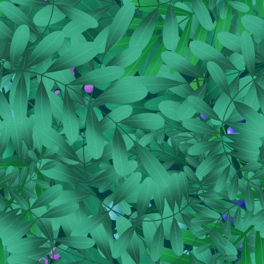 Doğal, pürüzsüz desen. Farklı bitkilerden yapraklar, dallar ve meyveler