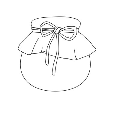 Ballı, reçelli kavanoz eskizi, beyaz arka planda izole edilmiş olarak duruyor. Vektör illüstrasyonu