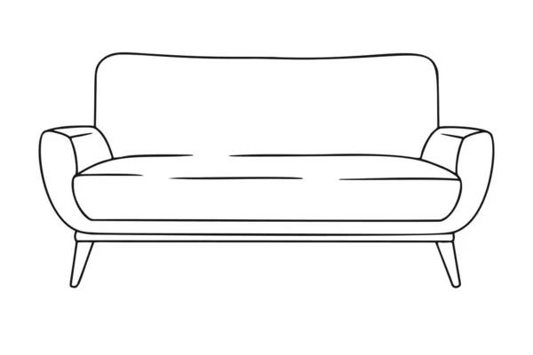Sketch Sofa Isolated White Background Vector Illustration — Stock Vector