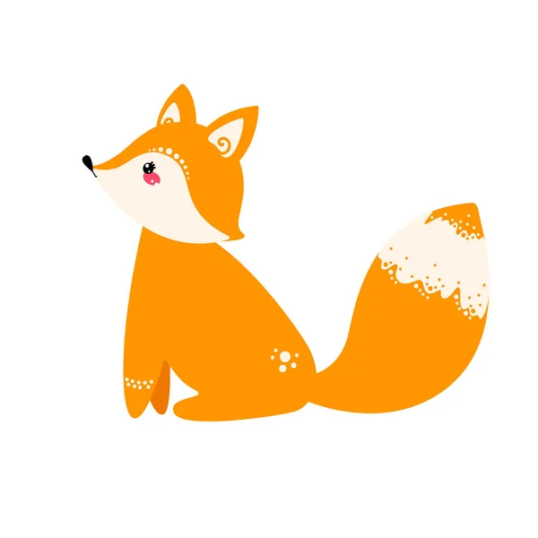 Cute Fox Isolated White Background Vector Illustration Flat Style — Stock Vector