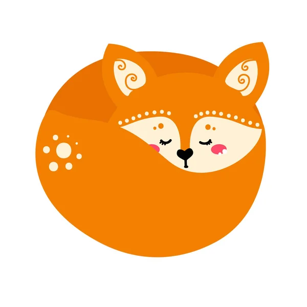 Cute Fox Isolated White Background Vector Illustration Flat Style — Stock Vector