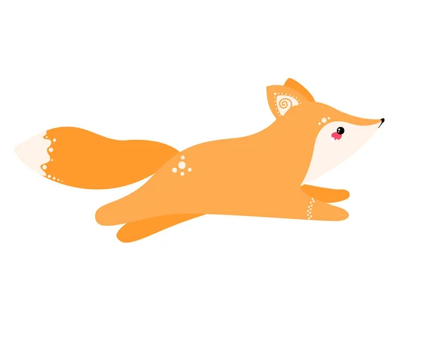 Cute Fox Isolated White Background Vector Illustration Flat Style — Stock Vector