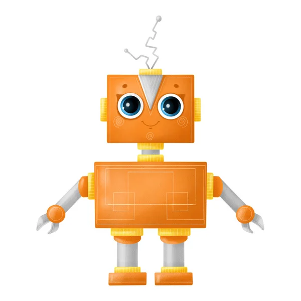 Cute Fantastyczny Robot Izolowane Białym Tle — Zdjęcie stockowe