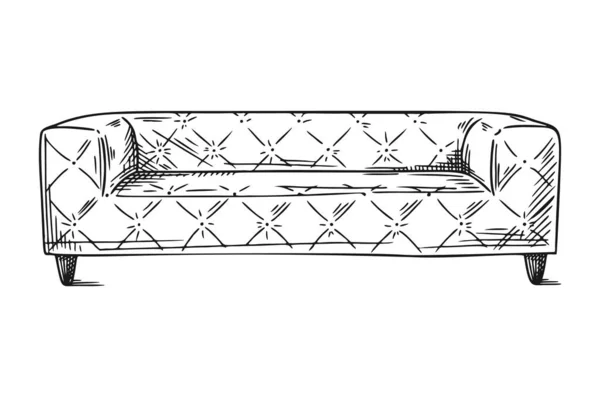 Szkic Sofy Odizolowanej Białym Tle Ilustracja Wektora — Wektor stockowy