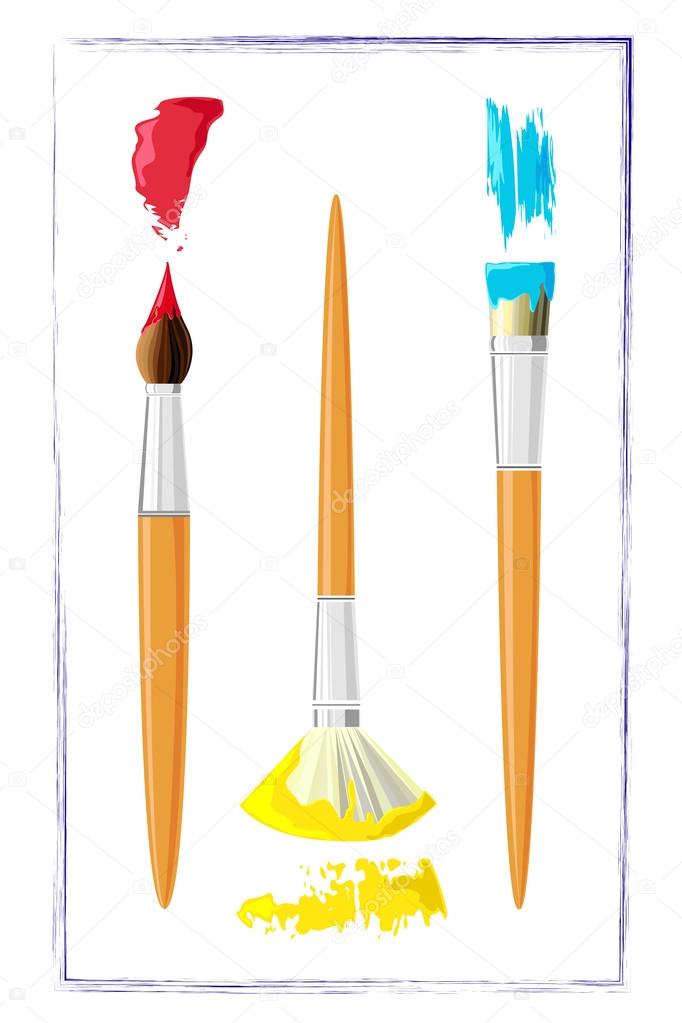 Different brushes. Isolated on white background.