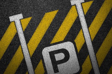 Otopark ile düzgün asfalt yol. Asfalt, en iyi görünüm doku.