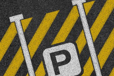 Otopark ile düzgün asfalt yol. Asfalt, en iyi görünüm doku.