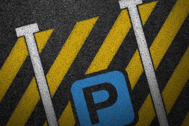 Otopark ile düzgün asfalt yol. Asfalt, en iyi görünüm doku.