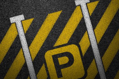 Otopark ile düzgün asfalt yol. Asfalt, en iyi görünüm doku.