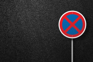 Arka plan asfalt üzerinde yol işareti dairesel şekil. Asfalt, en iyi görünüm doku.