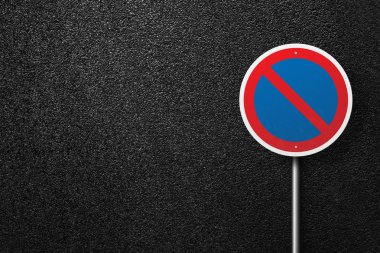 Arka plan asfalt üzerinde yol işareti dairesel şekil. Asfalt, en iyi görünüm doku.