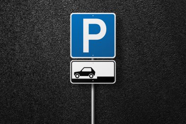 Bir arka plan asfalt yol işareti. Park. Asfalt, en iyi görünüm doku.