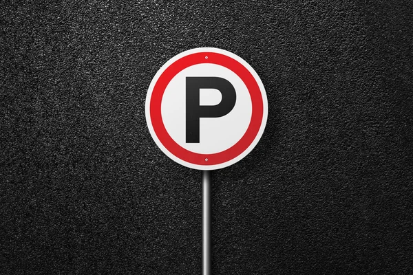 Silnice znamení kruhového tvaru na pozadí asfaltu. Parkování. Povrch asfalt, horní pohled. — Stock fotografie