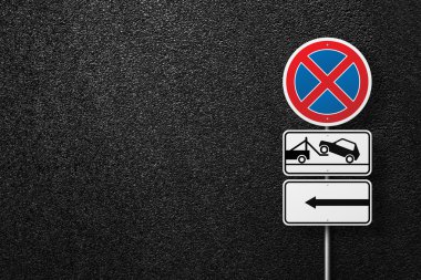 İşaretçi bir arka plan asfalt yol işaretiyle. Park yeri yoktur. Arabayı tahliye. Asfalt, en iyi görünüm doku.