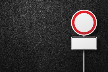 Asfalt arka planda boş yol işaretleri. Asfalt dokusu, üst görünüm.