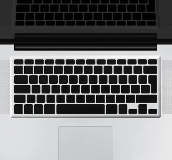 屋外のラップトップ、黒い鍵. — ストック写真