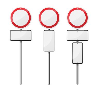 Beyaz arka plan üzerinde izole 3 dairesel boş yol işaretleri kümesi. Eps10 vektör çizim.