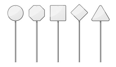 Boş yol işaretleri, beyaz arka plan üzerinde izole kümesi. Eps10 vektör çizim.