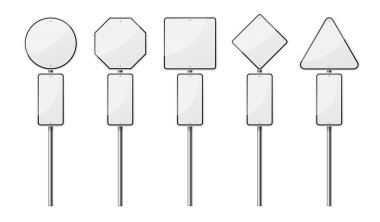 Boş yol işaretleri, beyaz arka plan üzerinde izole kümesi. Eps10 vektör çizim.