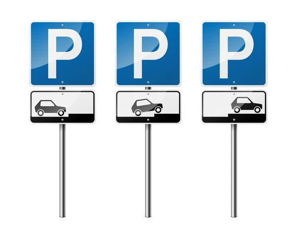 Ensemble de 3 panneaux routiers, isolés sur fond blanc. Parking. Illustration vectorielle EPS10 . — Image vectorielle