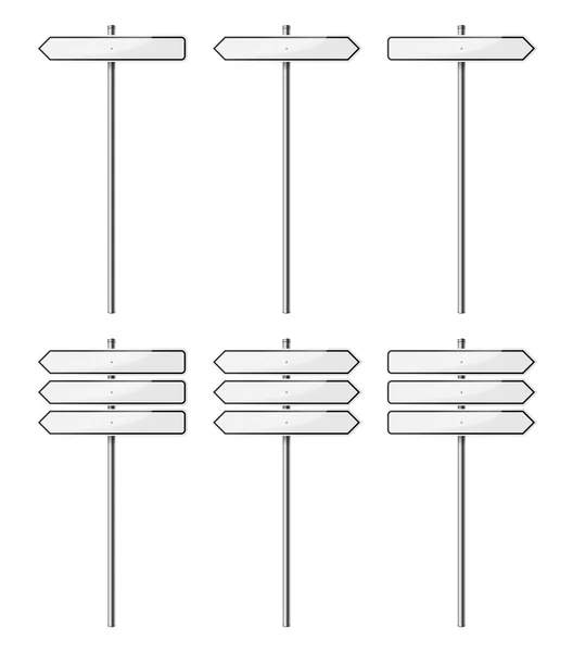 Conjunto de señales de calle en blanco, aisladas sobre fondo blanco. Ilustración vectorial EPS10 . — Archivo Imágenes Vectoriales