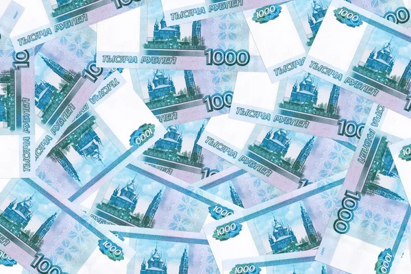 Viele Banknoten von tausend Rubel — Stockfoto