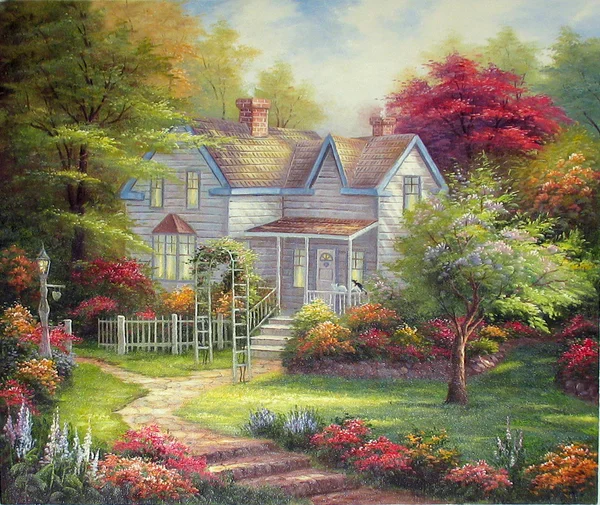 Original oil painting The Home