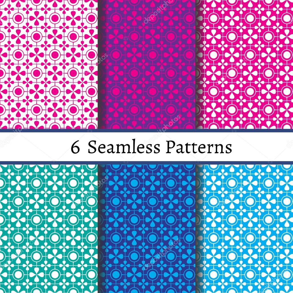Set of six  seamless pattern.