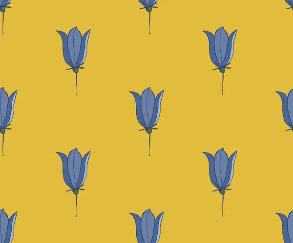 Blume nahtloses Muster mit Blauglocken. — Stockvektor