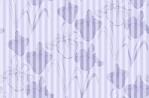 Blume nahtlose Muster mit Schwertlilien. — Stockvektor