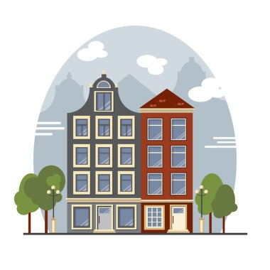  Avrupa cityscape. Amsterdam evleri. 